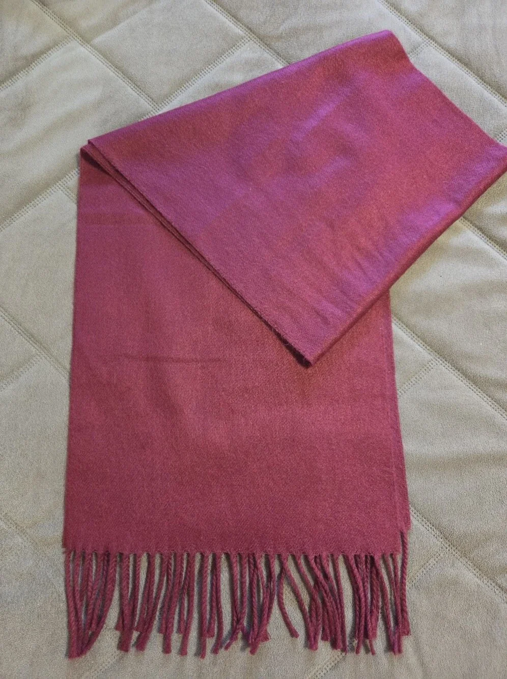 Authentic Christian Dior Monesieur Elegant Burgundy Fringed Scarf. 57